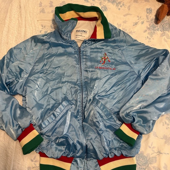 DeLONG La Mascotta ‘90 Italia 1990 Silk Bomber Jacket With Italian Flag Details - Picture 1 of 3
